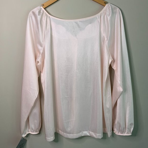 NWT Vintage Shadowline Night Shirt Long-Sleeve with Floral Embroidered Neckline - Picture 2 of 10